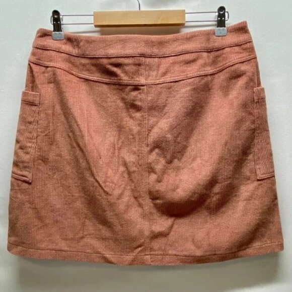 ee:some Women's Mini Skirt Large Burnt Orange Corduroy Pockets Full Front Zipper - Picture 6 of 15